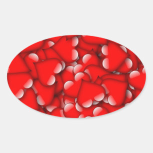 Adesivo Oval Doce Romântico Namorados Adora Coração Vermelha