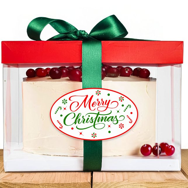 Adesivo Oval Doces de hortelã-pimenta de Natal (Criador carregado)