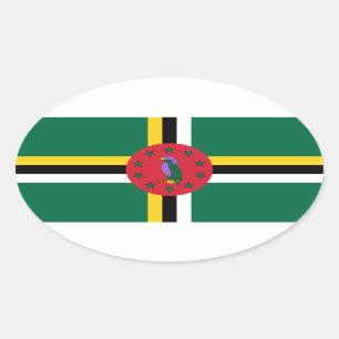 Adesivo Oval Dominica Flag Oval Sticker