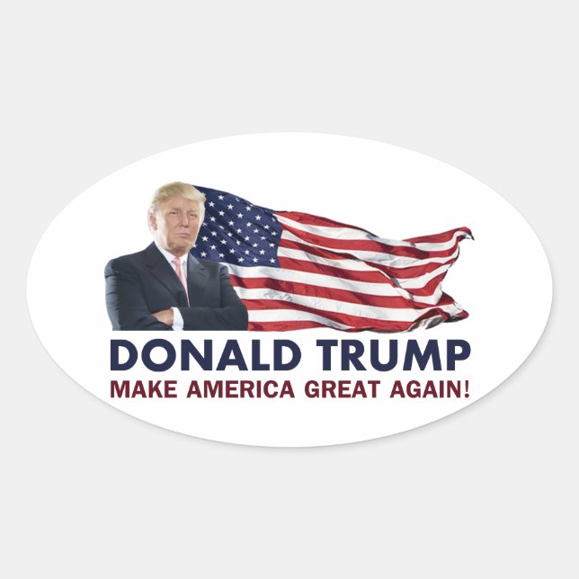 Adesivo Oval Donald Trump US Flag (Frente)