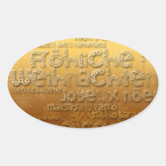 Adesivo Oval Dourada Internacional Weihnachten Navidad O Sticke (Frente)