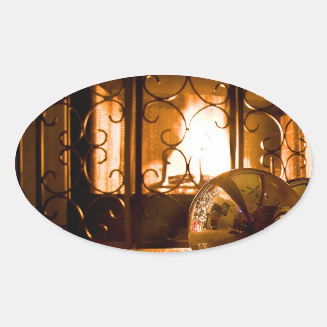 Adesivo Oval Dourado Bauble Próar Lareira Sticker by RoseWrite (Frente)