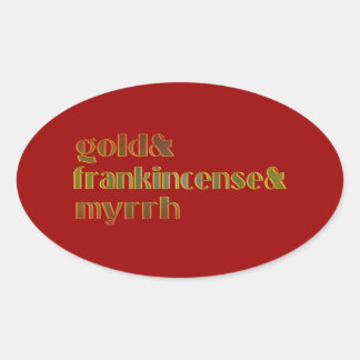 Adesivo Oval Dourado & Frankincense & Myrrh