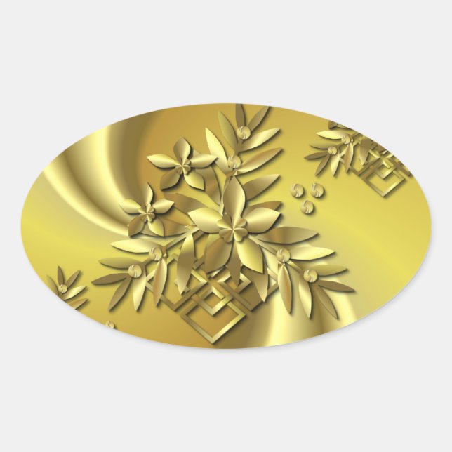 Adesivo Oval Dourado puro (Frente)