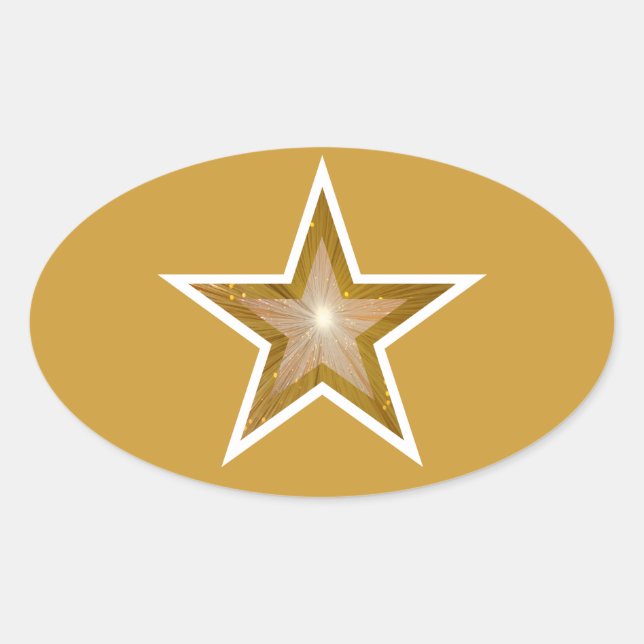 Adesivo Oval "Dourado" Vinheta oval estelar amarela (Frente)