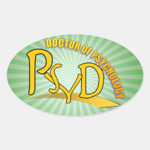 ADESIVO OVAL DOUTOR PSICOLOGIA AMARELO LOGOTIPO DE PSYD