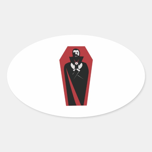 Adesivo Oval Draculas Coffin (Frente)