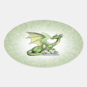 Adesivo Oval Dragão de Birthstone de agosto: Peridot