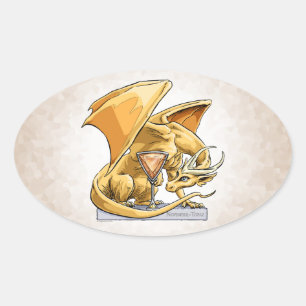 Adesivo Oval Dragão do Birthstone de novembro: Topázio