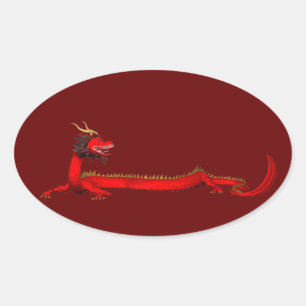 Adesivo Oval Dragão Vermelho