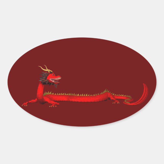 Adesivo Oval Dragão Vermelho (Frente)