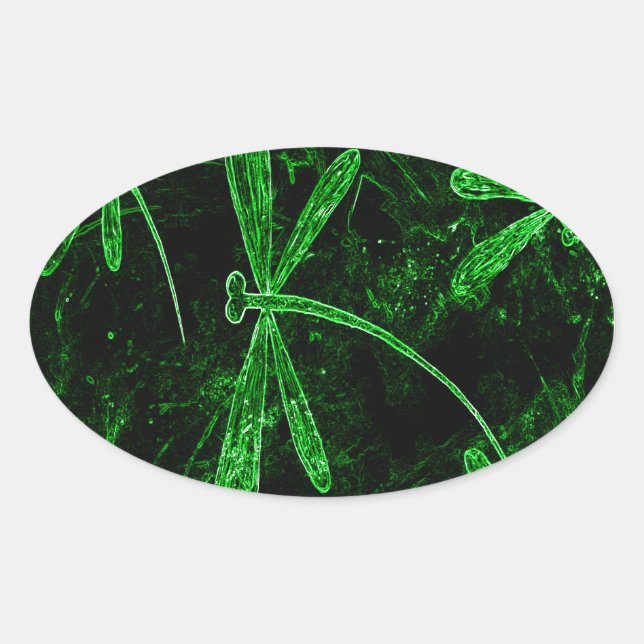 Adesivo Oval Dragonflies Neon Green (Frente)