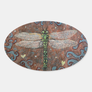 Adesivo Oval Dragonfly Sticker