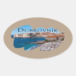 Adesivo Oval Dubrovnik: Vista de Praia e Cidade Velha