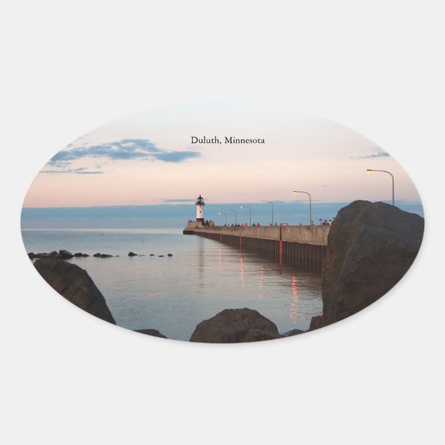 Adesivo Oval Duluth Harbour North Pier Light Sticker Duluth (Frente)