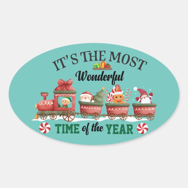 Adesivo Oval É a época mais maravilhosa do ano (Frente)