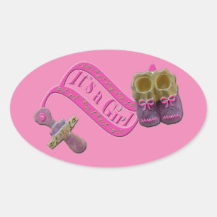 Adesivo Oval É calçados de um Pacifier da menina