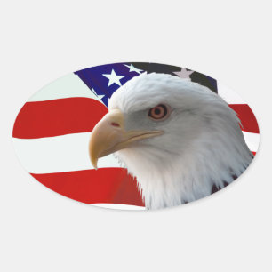 Adesivo Oval Eagle patriótico & bandeira
