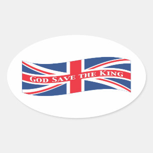 Adesivo Oval Economias do deus o rei com Union Jack