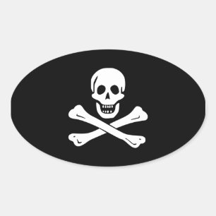 Adesivo Oval Edward England; Jolly Roger Flag