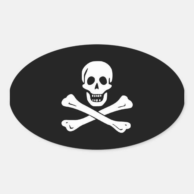 Adesivo Oval Edward England; Jolly Roger Flag (Frente)