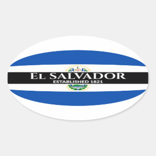 Adesivo Oval El Salvador criou o texto branco do sinalizador 18