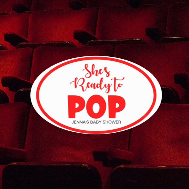 Adesivo Oval Ela está pronta para Pop Oval, palitos personaliza (Criador carregado)