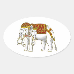 Adesivo Oval Elefante branco tailandês de Erawan