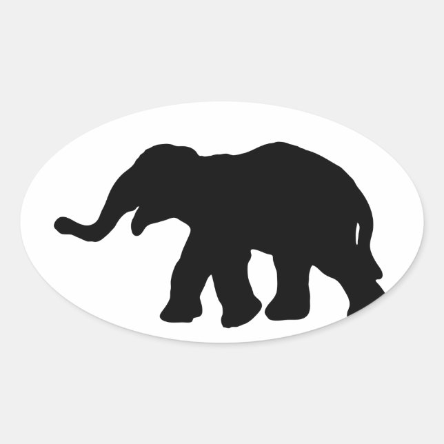 Adesivo Oval Elefante Preto (Frente)
