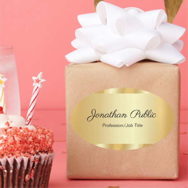 Adesivo Oval Elegant Hand Script Glamorous Template Gold (Festa)