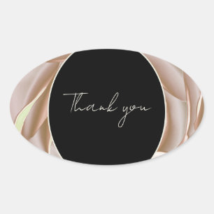 Adesivo Oval Elegante Cream Rosa Floral Sticker