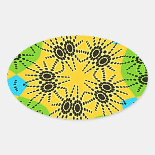 Adesivo Oval Elegante Motivo Tradicional de Aranha Inspirado na