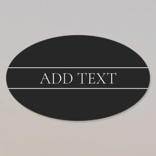 Adesivo Oval Elegante Texto Branco Personalizável & Linhas