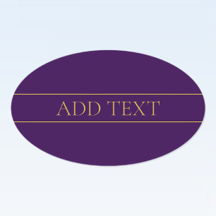Adesivo Oval Elegante Texto Personalizável   Dourado e Roxo Esc