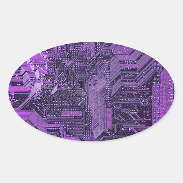 Adesivo Oval Eletrônicos técnicos de Conselho cibernético roxo (Frente)