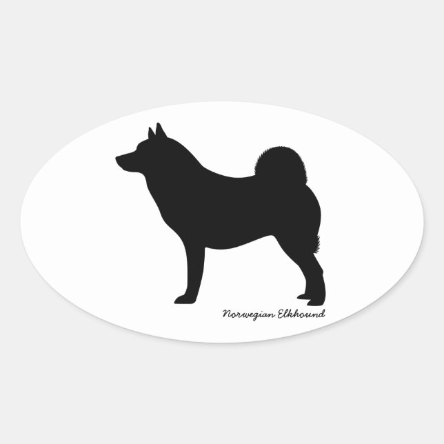 Adesivo Oval Elkhound Norueguês (Frente)