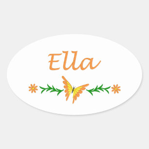 Adesivo Oval Ella (borboleta alaranjada)