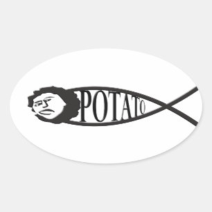 Adesivo Oval Emblema de Peixe de Batata Jesus