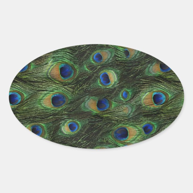 Adesivo Oval Emerald Green Royal Blue Peacock Stickers (Frente)