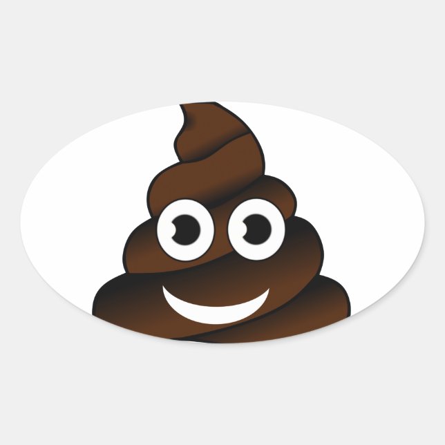 Adesivo Oval emoji de cocô engraçado (Frente)