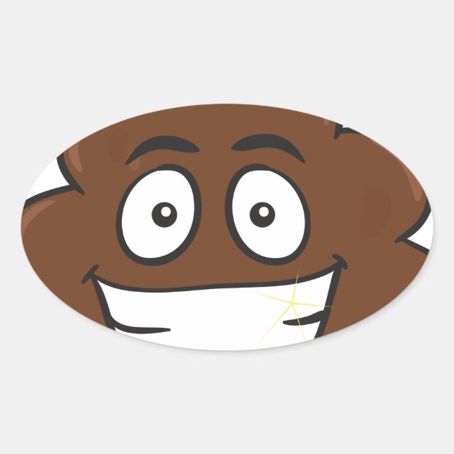 Adesivo Oval emoji de cocô engraçado (Frente)