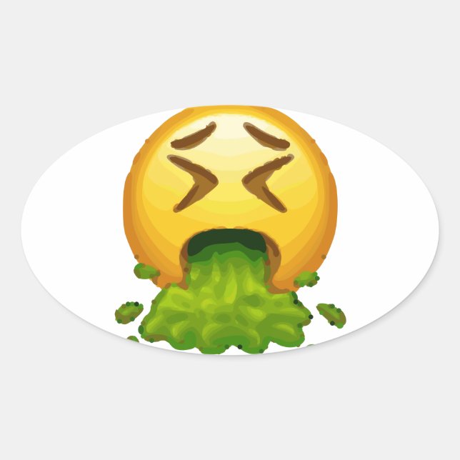 Adesivo Oval emoji vomitando (Frente)