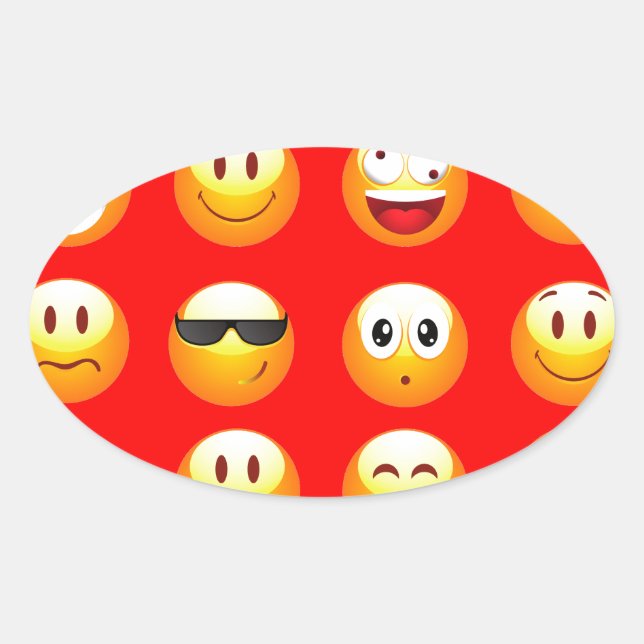 Adesivo Oval emojis vermelhos (Frente)