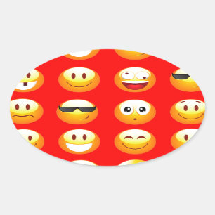 Adesivo Oval emojis vermelhos
