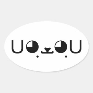 Adesivo Oval Emoticon bonito de Kaomoji do japonês do cão de