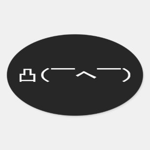 Adesivo Oval Emoticon Japonês, Dedo Médio Irritado, Kaomoji