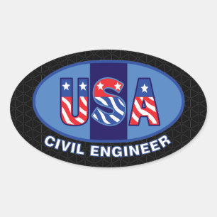 Adesivo Oval Engenheiro Civil Patriótico