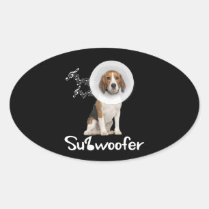 Adesivo Oval Engraçado Beagle Dog Lover Sub-Woofer Gift