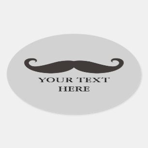 Adesivo Oval Engraçado bigode / Schberrbart + seu texto