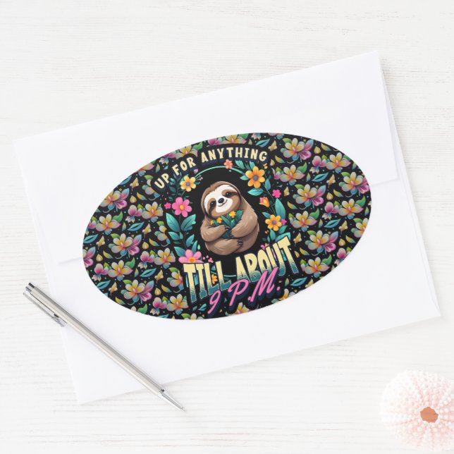 Adesivo Oval Engraçado Citação De Largura Por Toda A Impressão (Envelope)